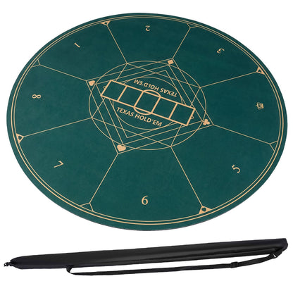 Round Poker Mat for Texas Hold'em 140 cm with Carrying Bag-Green