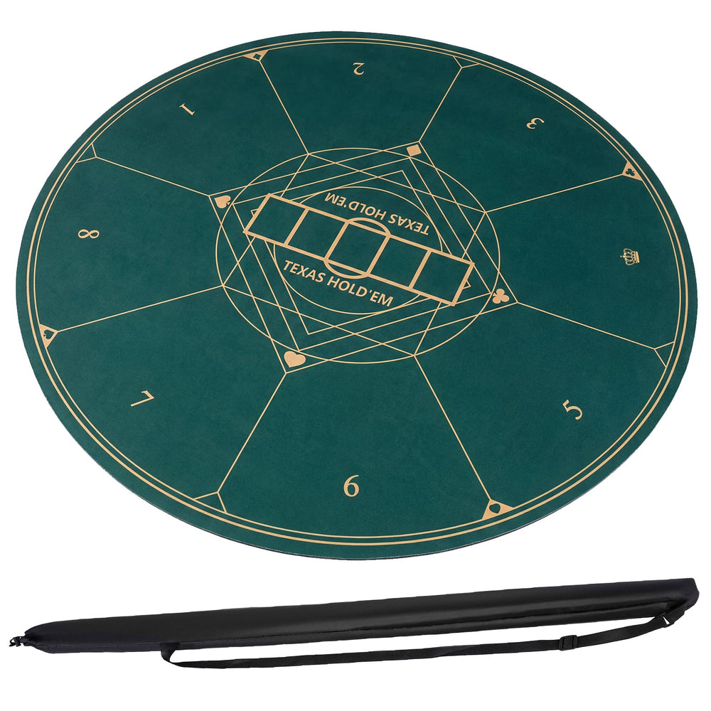 Round Poker Mat for Texas Hold'em 140 cm with Carrying Bag-Green