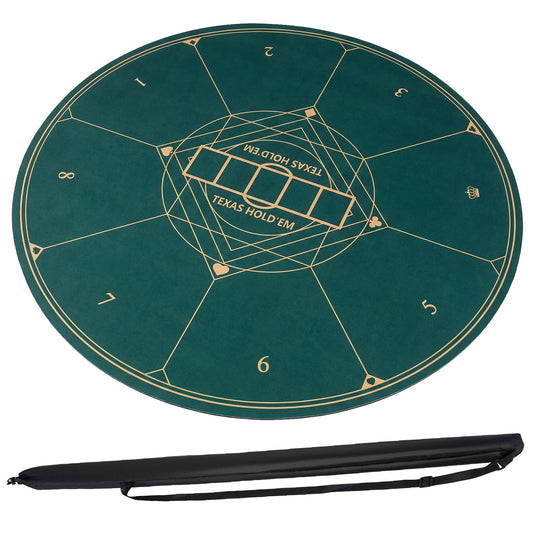 Round Poker Mat for Texas Hold'em 140 cm with Carrying Bag-Green