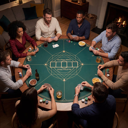 Round Poker Mat for Texas Hold'em 40 Inches Portable Anti-Slip Rubber Base Table Layout-Green