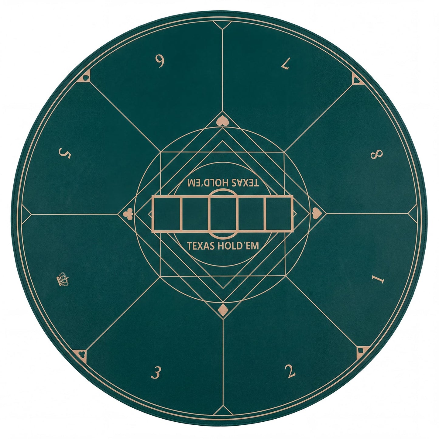 Round Poker Mat for Texas Hold'em 40 Inches Portable Anti-Slip Rubber Base Table Layout-Green