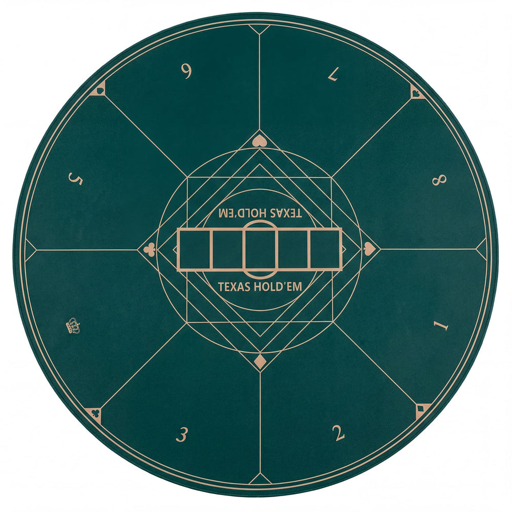 Round Poker Mat for Texas Hold'em 40 Inches Portable Anti-Slip Rubber Base Table Layout-Green