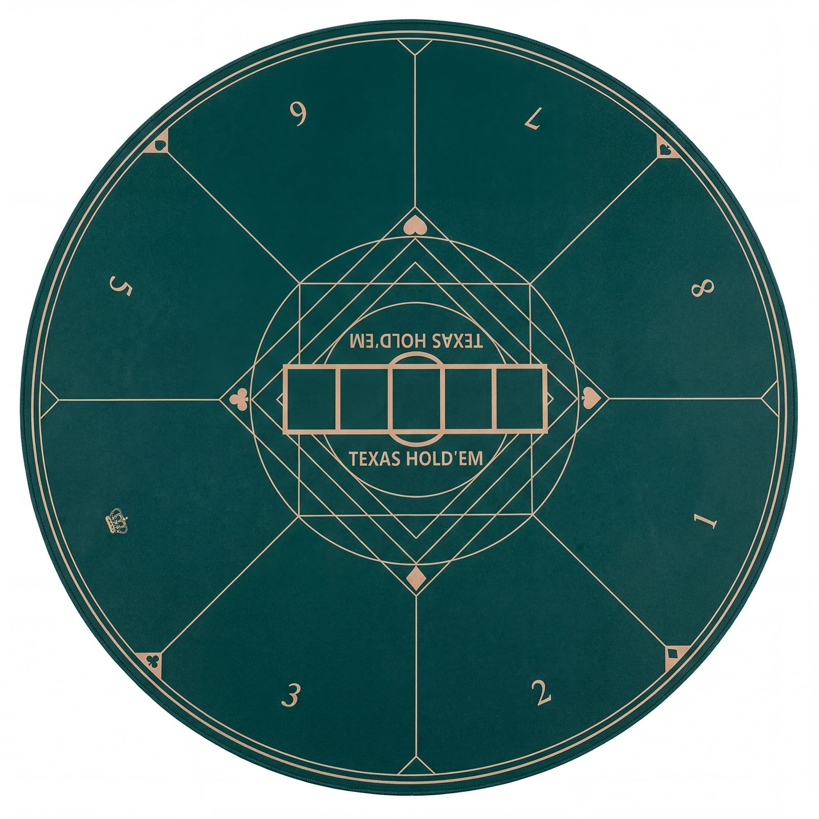 Round Poker Mat for Texas Hold'em 40 Inches Portable Anti-Slip Rubber Base Table Layout-Green