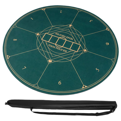 Round Poker Mat for Texas Hold'em 40 Inches Portable Anti-Slip Rubber Base Table Layout-Green