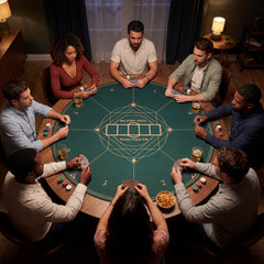 Round Poker Mat for Texas Hold'em 47” Portable Anti-Slip Rubber Base Table Layout-Green