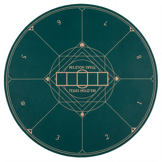 Round Poker Mat for Texas Hold'em 47” Portable Anti-Slip Rubber Base Table Layout-Green