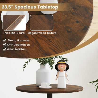Round Top Pub and Bar Table with MDF Top and Base-1 Piece-Rustic Brown