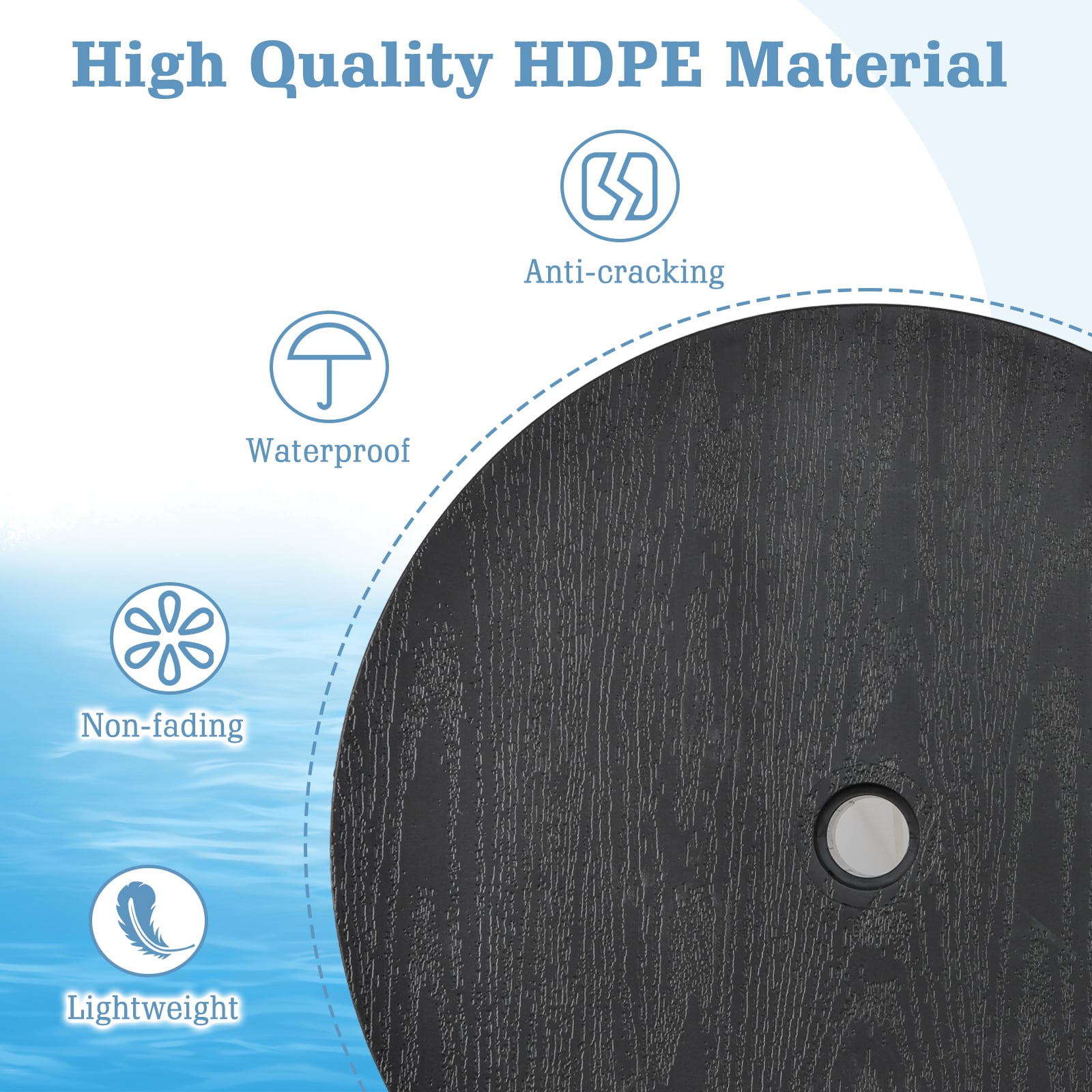 Round Umbrella Table Tray for 38 mm Patio Umbrella Pole