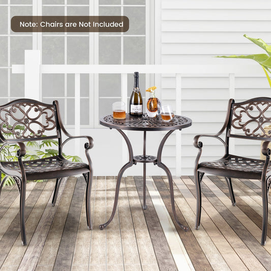 61 cm Round Cast Aluminum Table with 5 cm Umbrella Hole-Copper