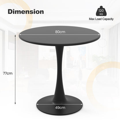 80 cm Round Dining Table Tulip Table with Anti-Slip PP Ring-Black