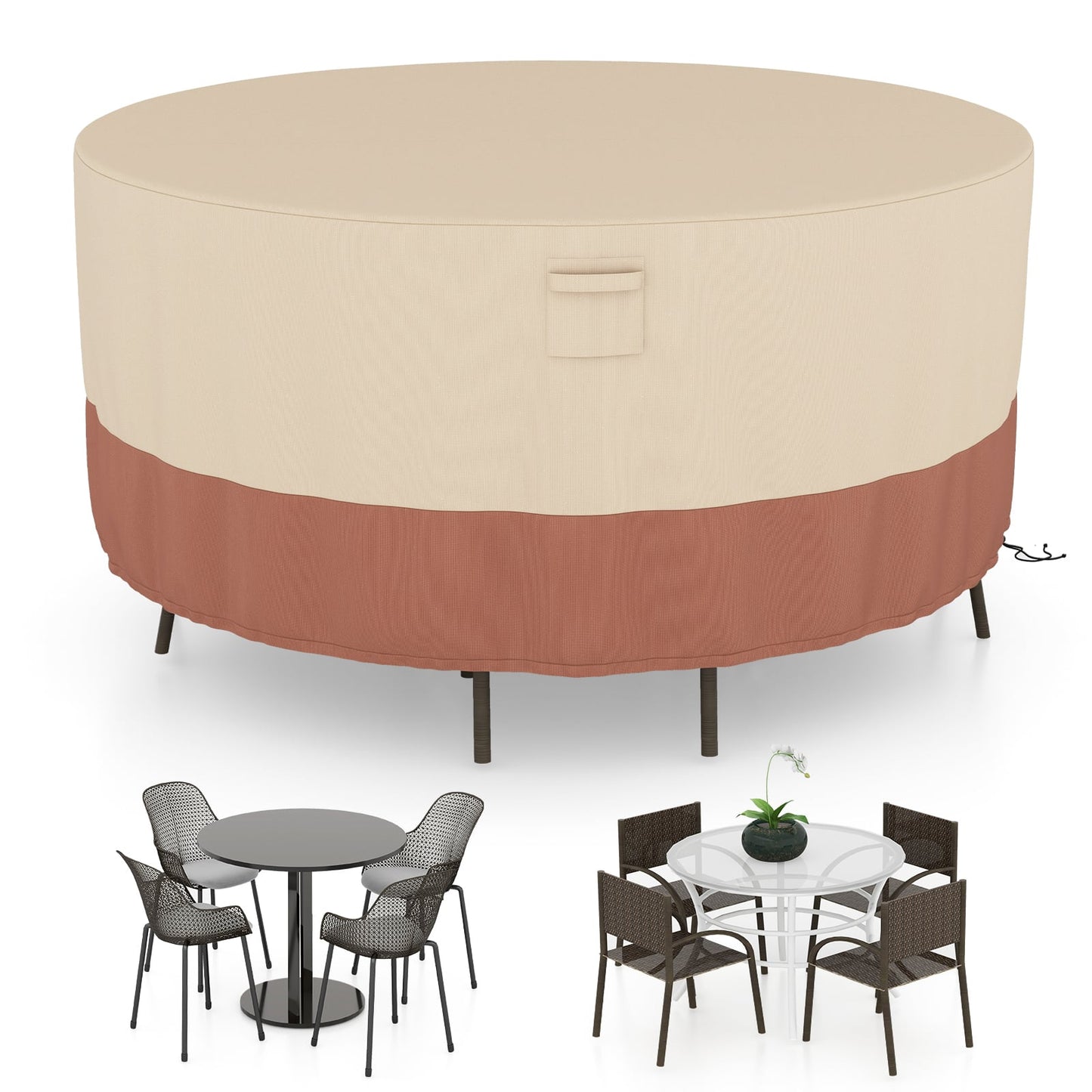 158/181/213 CM Round Patio Furniture Cover-Beige-S