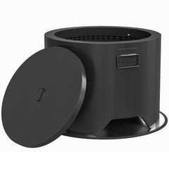 Outsunny Outdoor Round Fire Pit with Lid and Fire Poker - Black