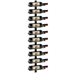 HOMCOM Wine Rack, Wall Mounted, 10 Tier Metal Wine Display Rack, Storage Holder for Kitchen, Dining Room, Bar, Cellar, Black