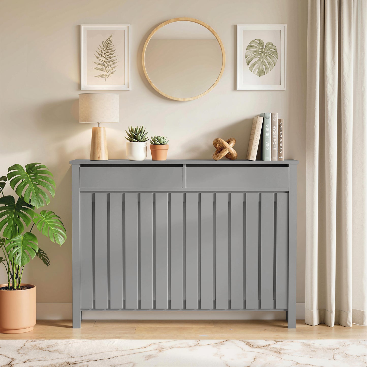 HOMCOM 93 x 119cm Modern Radiator Cover - Grey