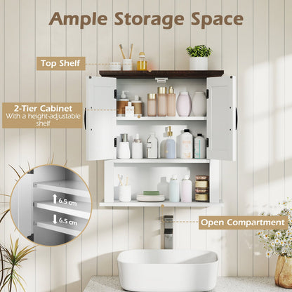 The Rustic Barn Collection - Bathroom Wall Cabinet and 3-Drawer Floor Cabinet costway