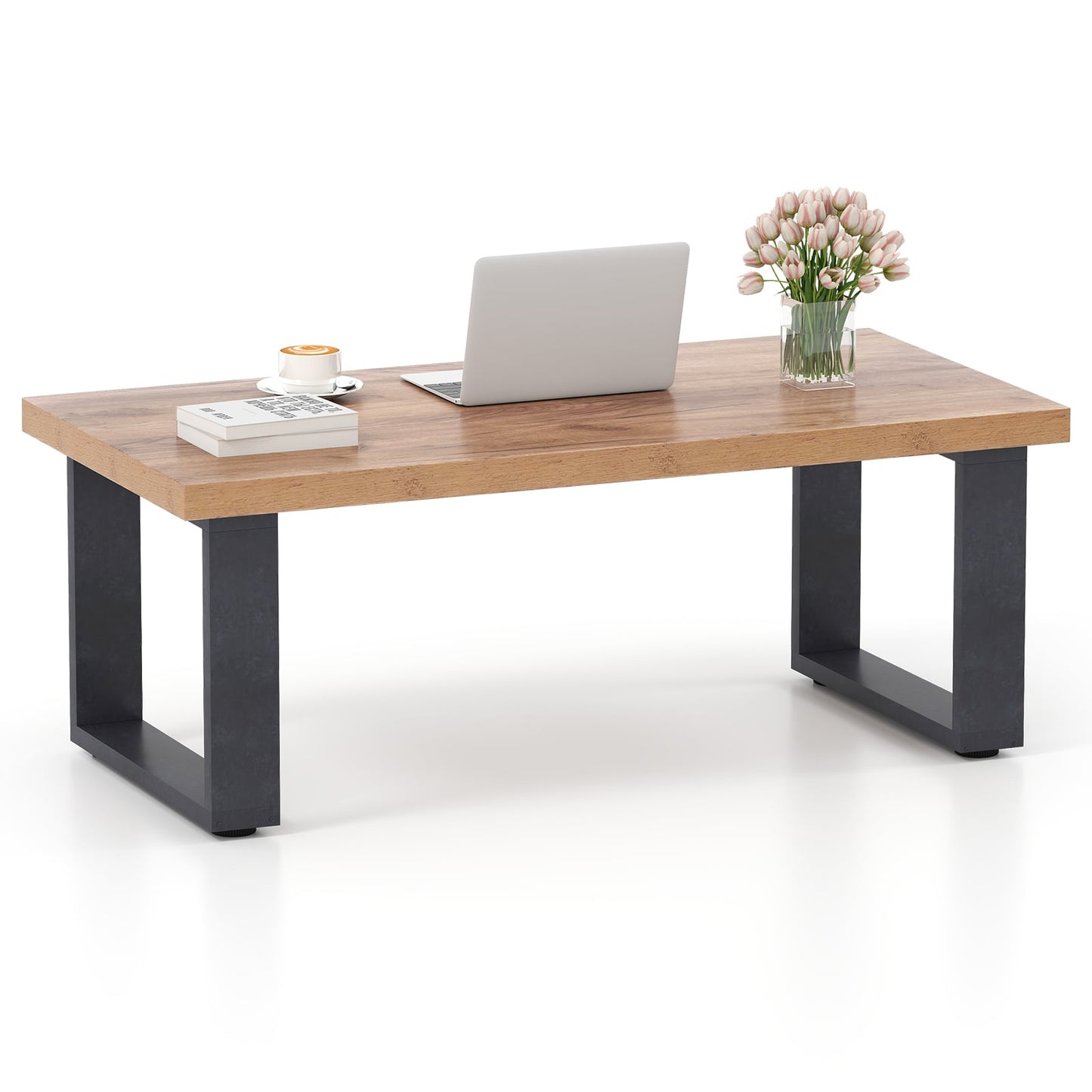 120cm Rustic Farmhouse Style Coffee Table with Thickened Tabletop-Oak