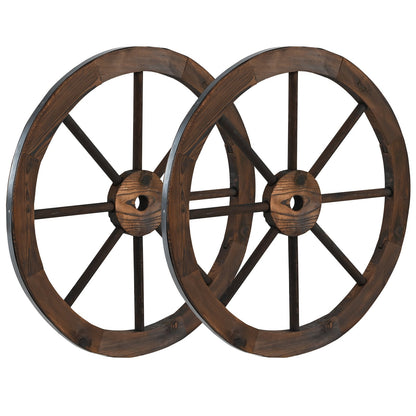 2 Pieces Rustic Wood Wagon Wheels for Party Bar Garage Home Garden