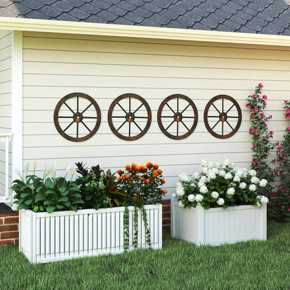 2 Pieces Rustic Wood Wagon Wheels for Party Bar Garage Home Garden