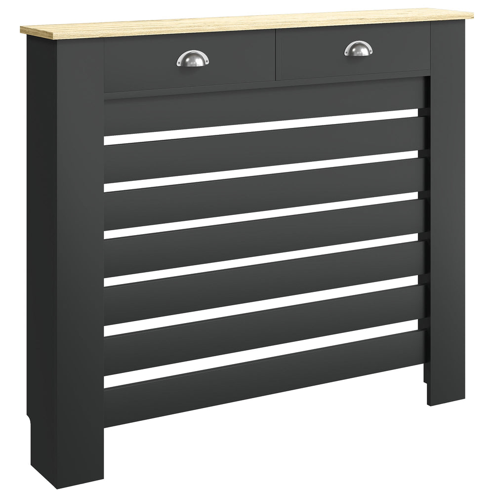 HOMCOM 95.5H x 111Wcm Radiator Cover, with Drawer - Black
