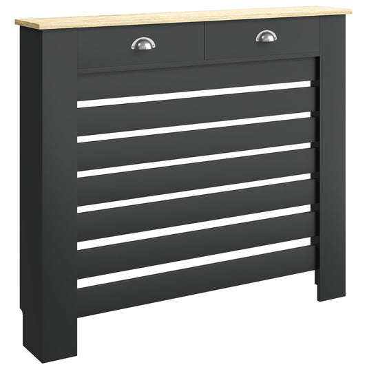 HOMCOM 95.5H x 111Wcm Radiator Cover, with Drawer - Black