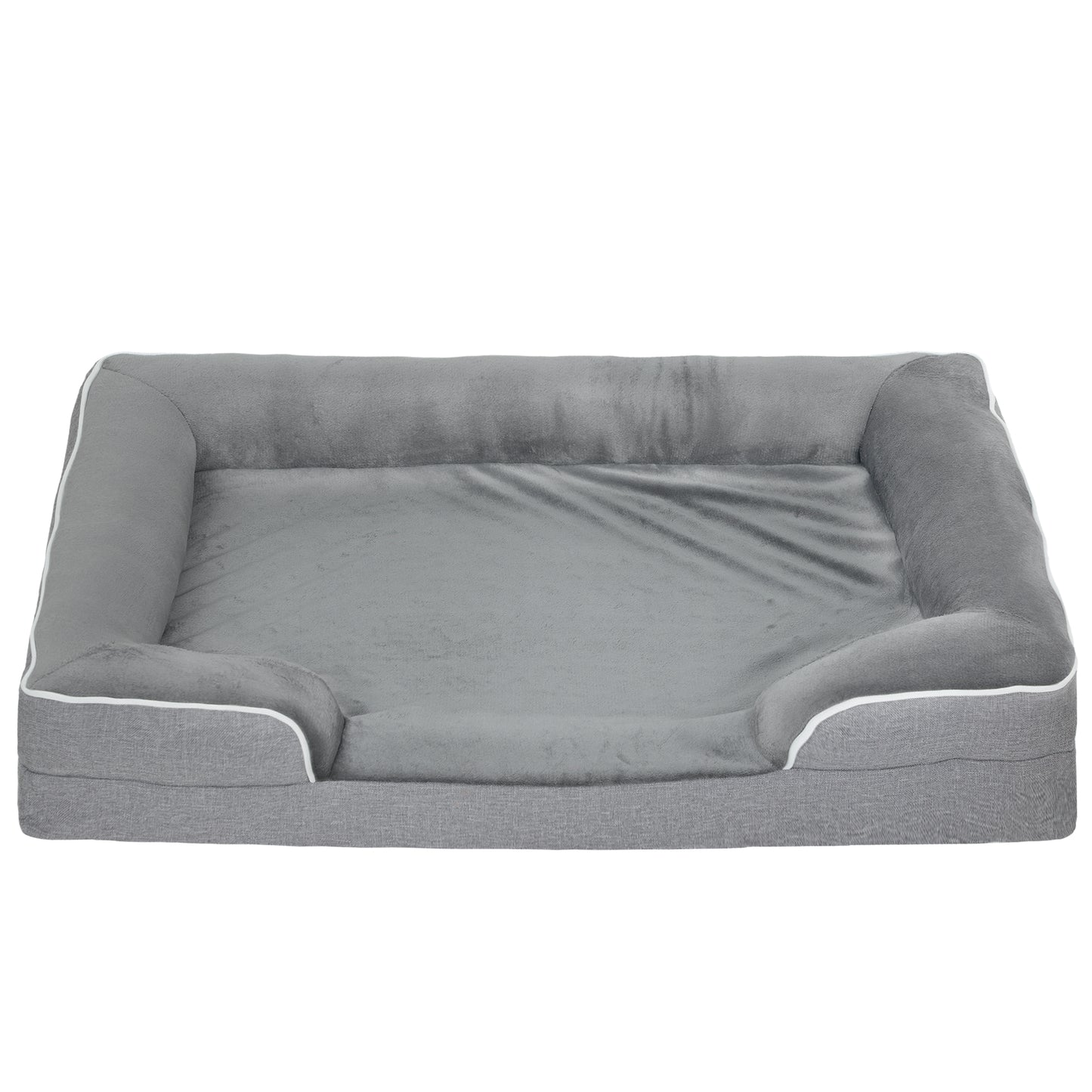 PawHut Dog Sofa Bed, Washable Pet Bed with Removable Cover and Non-Slip Bottom for Cats, Small and Medium Dogs, Grey