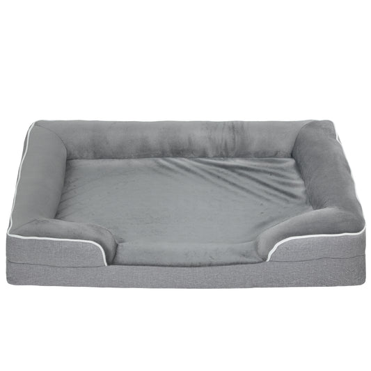 PawHut Dog Sofa Bed, Washable Pet Bed with Removable Cover and Non-Slip Bottom for Cats, Small and Medium Dogs, Grey