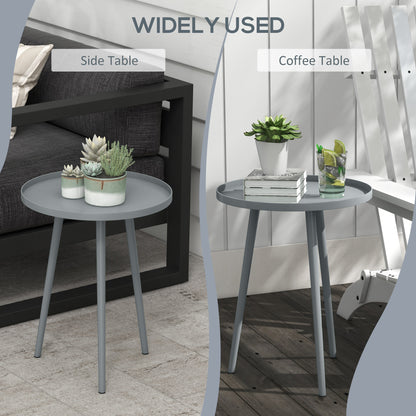 Outsunny Round Garden Coffee Table, Outdoor Side Table with Rounded Steel Edge, ¯40 x 50H cm, Grey