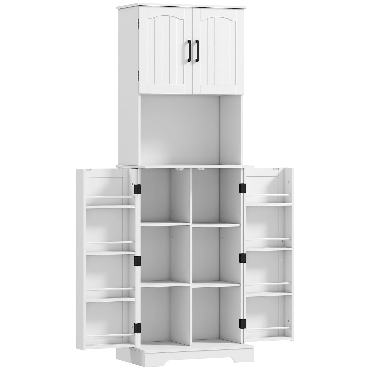 HOMCOM Tall kitchen buffet kitchen cabinet, 4 doors countertop 8 spice racks adjustable shelves 60x40x181.5cm white