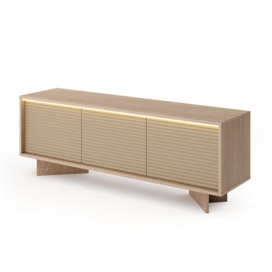 Beige sideboard with LED lighting on a white background