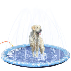 PawHut Dog Splash Pad, Pet Sprinkler Mat, Non-Slip Dog Paddling Pool, Foldable Outdoor Sprinkler and Splash Mat Water Play for Garden, Patio, Summer Fun, 170 cm