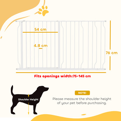 PawHut Extra Wide Dog Safety Gate, with Door Pressure, for Doorways, Hallways, Staircases - White