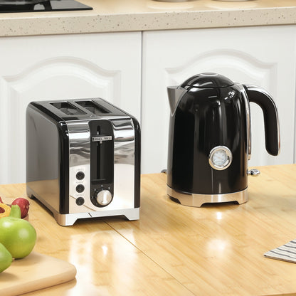 HOMCOM Retro Toaster and Kettle Set - Black