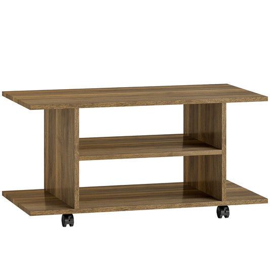 HOMCOM Modern TV Cabinet Stand Storage Shelves Table Mobile Bedroom Furniture Bookshelf Bookcase Walnut