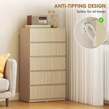 HOMCOM Chest of Drawers, 5-Drawer Storage Cabinets, Modern Dresser, Storage Drawer Unit for Bedroom