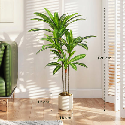 HOMCOM 120cm Lifelike Fake Tree, Artificial Dracaena Tree with Bendable Trunks, Green