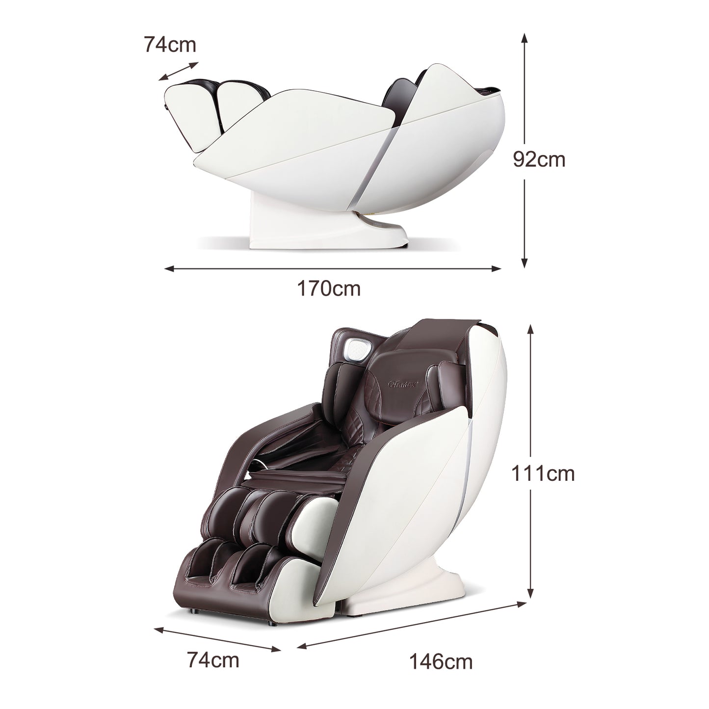 Full Body Zero Gravity SL Track Electric Shiatsu Massage Chair-Brown