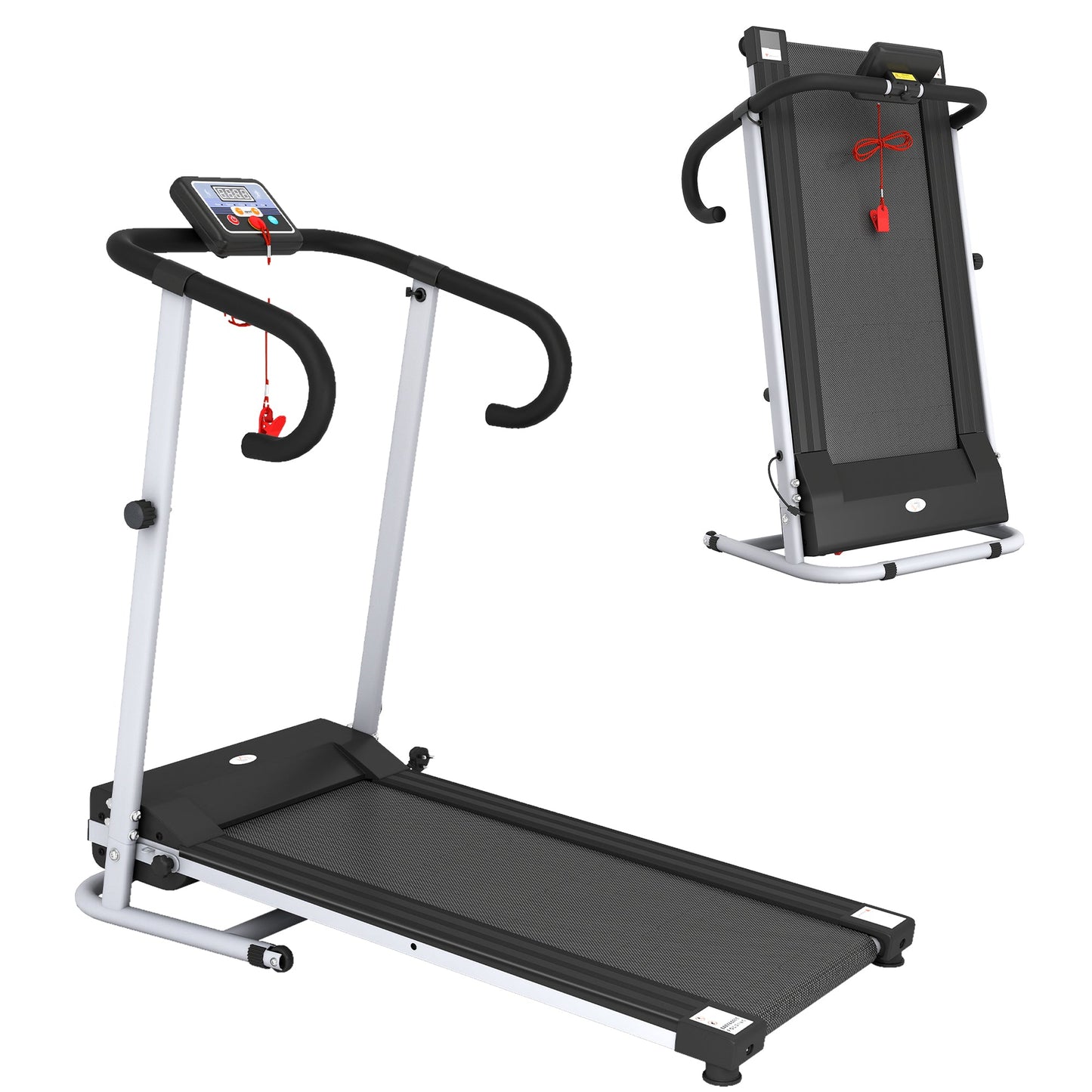 HOMCOM Folding Treadmill with Incline, Walking Pad Treadmill for Home, 1-10km/h Under Desk Running Machine with LCD Display and Wheels, No Assembly, Grey