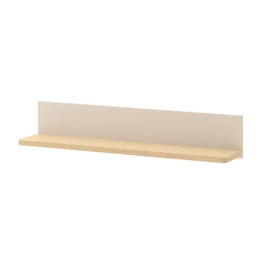Wooden shelf with a white back on a white background