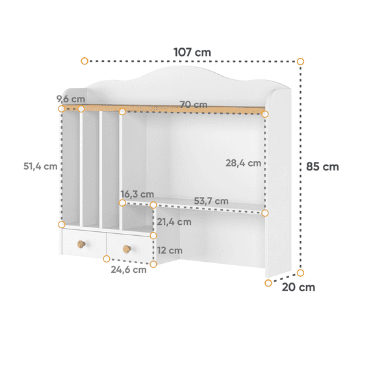 Measurement chart of a rectangular object with dimensions labeled on a white background