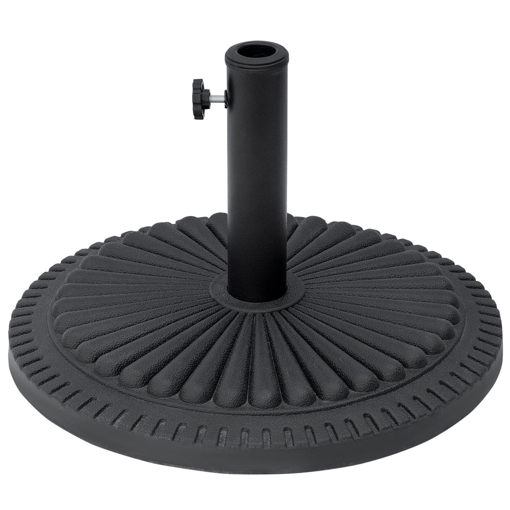 Outsunny 14kg Round Cement Parasol Base Umbrella Weight Stand Holder Fits Î¦35mm,Î¦38mm,Î¦48mm Pole for Patio Outdoor Garden - Black