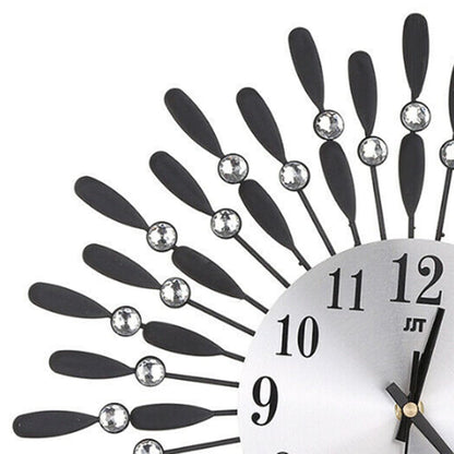 3D Silent Drop Shape Metal Wall Clock with Crystal Wall Decoration