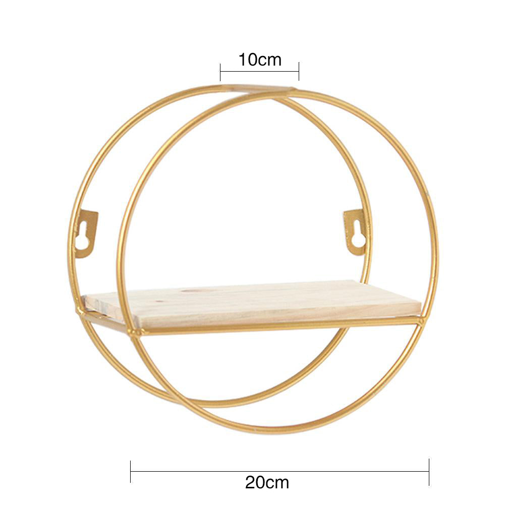 Minimalism Wall Floating Shelf Round Gold Framed Display Rack