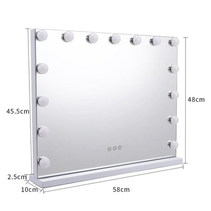 USB White Rectangle Tabletop Hollywood LED Vanity Mirror-58x48cm