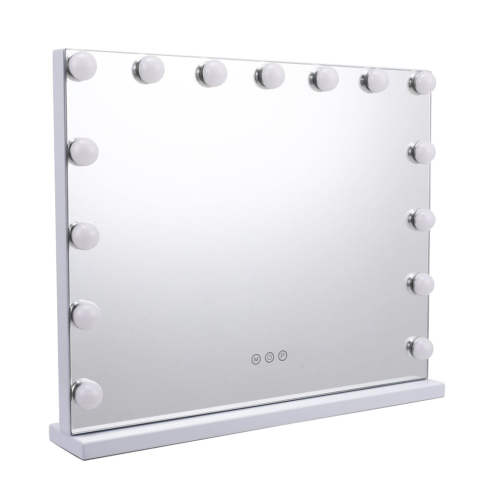 USB White Rectangle Tabletop Hollywood LED Vanity Mirror-58x48cm