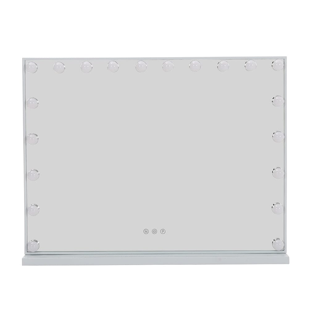 Hollywood Style Lighted Rectangular Makeup Mirror with Base