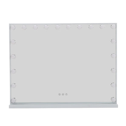 Hollywood Style Lighted Rectangular Makeup Mirror with Base