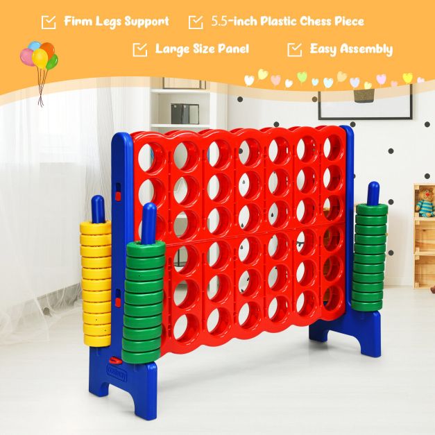 Giant Connect 4 in A Row with 42 Jumbo Rings for Garden  Beach-Blue