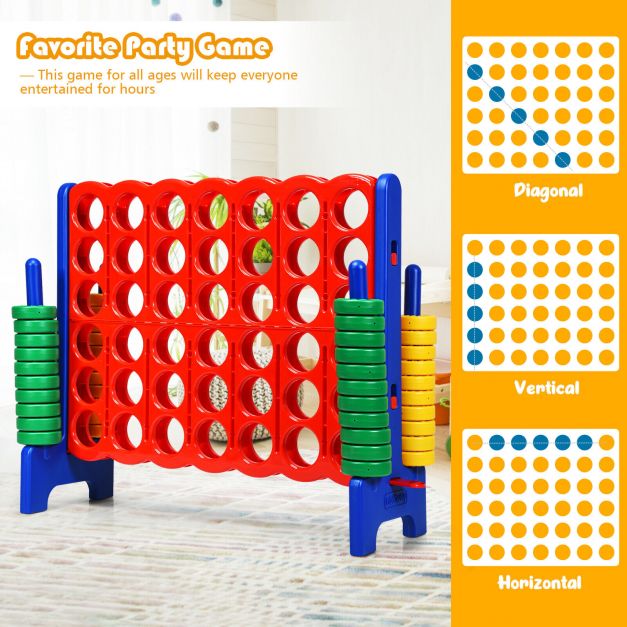 Giant Connect 4 in A Row with 42 Jumbo Rings for Garden  Beach-Blue