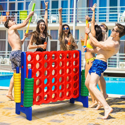 Giant Connect 4 in A Row with 42 Jumbo Rings for Garden  Beach-Blue