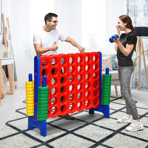 Giant Connect 4 in A Row with 42 Jumbo Rings for Garden  Beach-Blue
